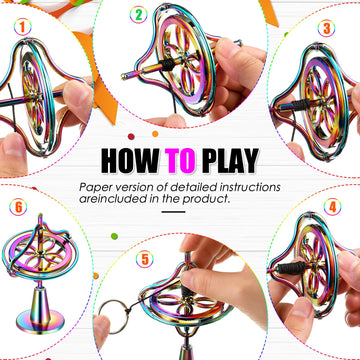 meekoo 2 Packs Gyroscope Toys Metal Anti Gravity Colorful Precision Top Gyroscope for Christmas Educational Birthday Gifts(Gold,