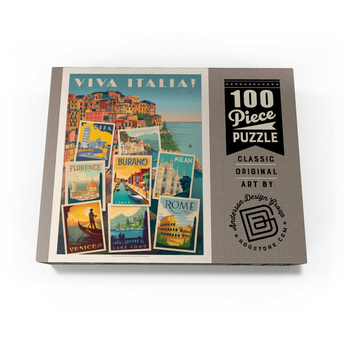 MyPuzzle.com 100 Piece Jigsaw Puzzle - Vintage Italy Collage, Colorful Cardboard, Model 64184ba988c9e96eb2c24e65