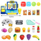 SUPERHIGH Cash Register for Kids - Blue & Yellow Toy with Scanner, Cuttable Food, Microphone - Perfect Gift for Toddlers 3-8 Years