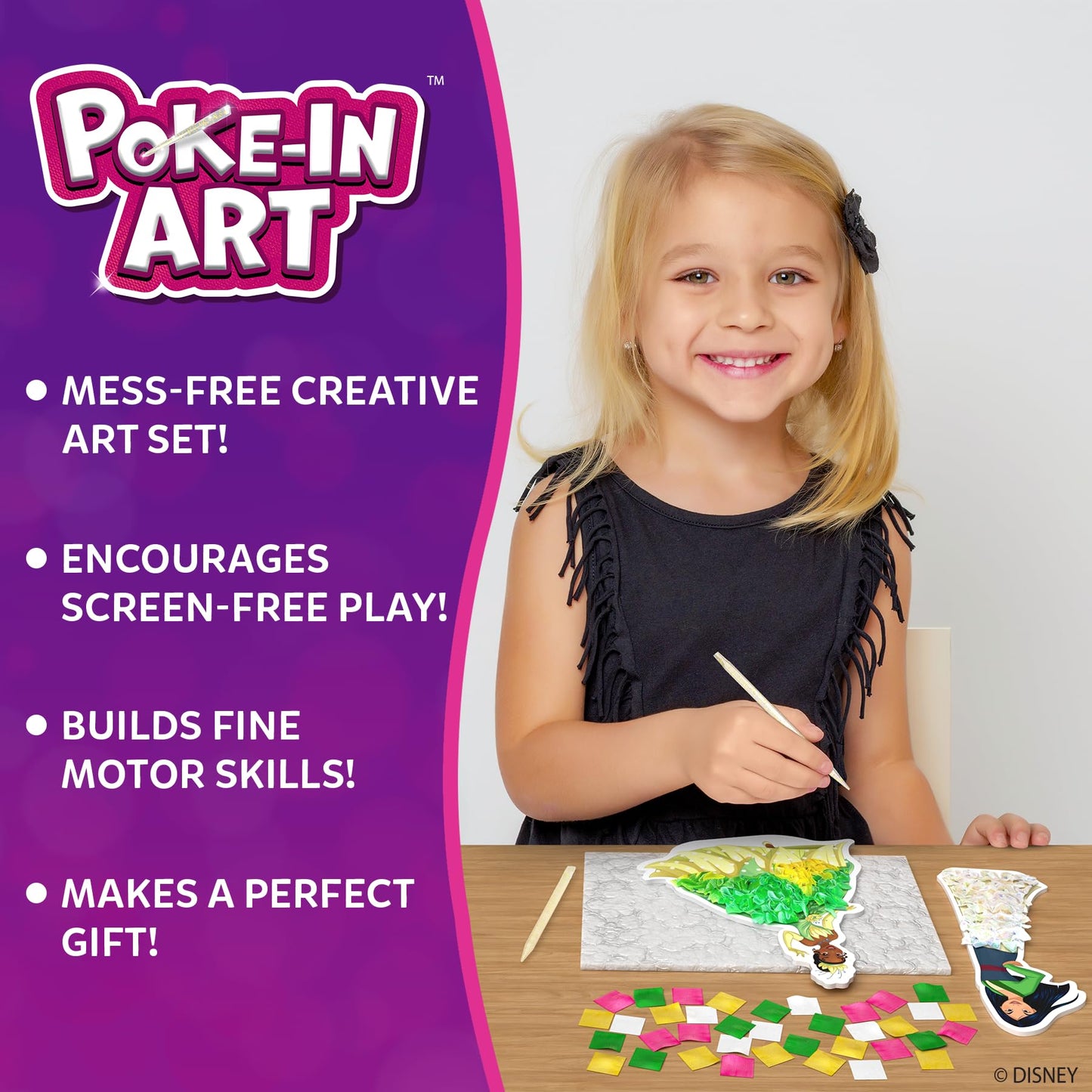 Skillmatics Poke-in Art - Disney Princesses, Mess-Free Fun for Kids, DIY Wood Craft Kits, Creative Activity, Gifts for Girls Age