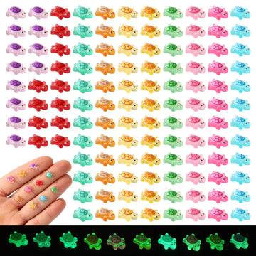 Lyreh 120pcs Mini Resin Turtles  Glow in The Dark Tiny Turtles for Crafts Miniature Sea Turtle Figurines Cute Small Luminous Animals for Garden Micro Landscape DIY Dollhouse Decorations (10 Colors)