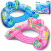 Inflatable Pool Float Chair, 2 Pack Pool Chair Floats For Swimming Pool Floats Adults Size Lounger With Backrest & Cup Holder, F