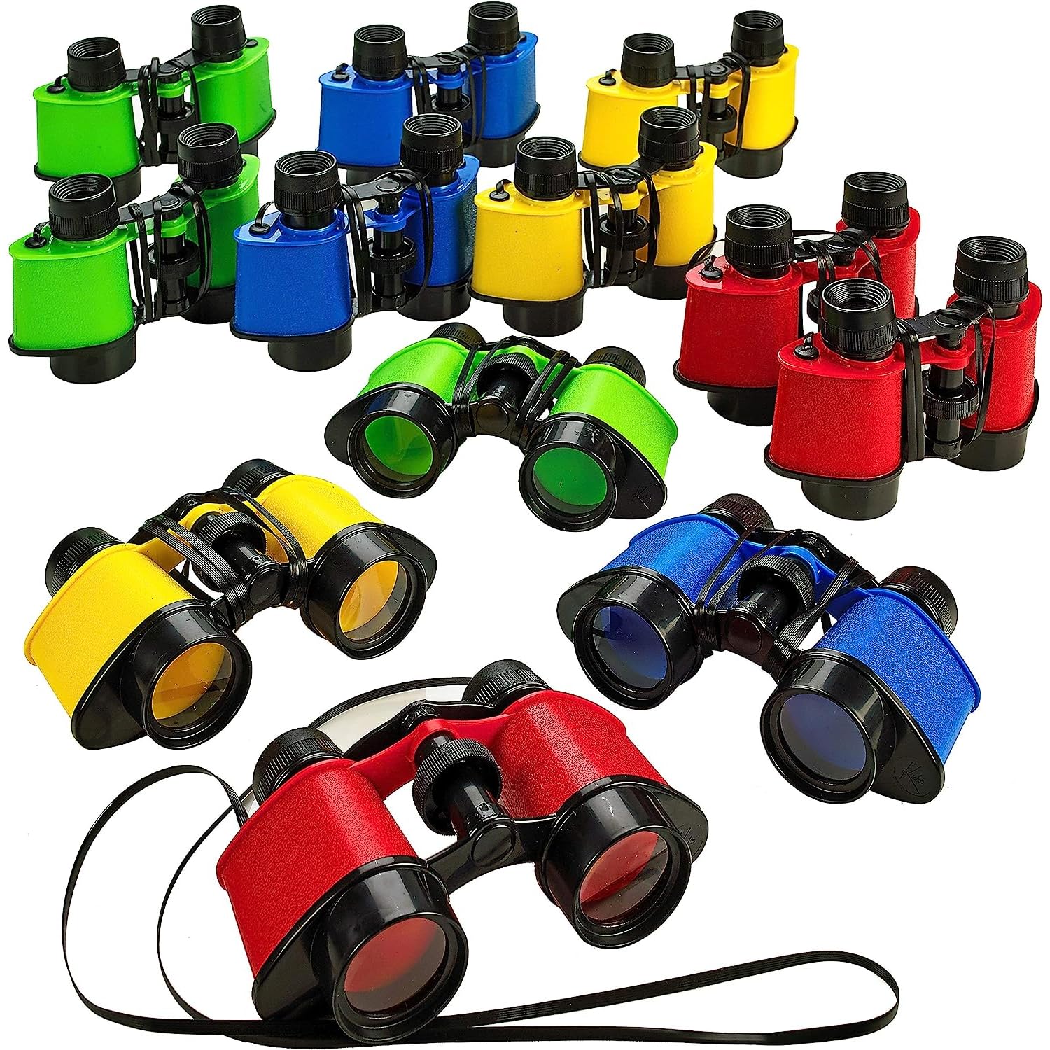 Kicko Pack Of 12 Binoculars Toy For Kids - 3.5'X5' Kids Binoculars For Bird Watching And Jungle Pretend Play - Forest Guard Costume - Safari Party Favors And Educational Adventure Gifts For Children