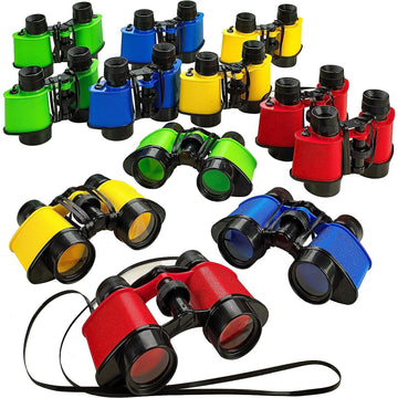 Kicko Pack Of 12 Binoculars Toy For Kids - 3.5'X5' Kids Binoculars For Bird Watching And Jungle Pretend Play - Forest Guard Costume - Safari Party Favors And Educational Adventure Gifts For Children