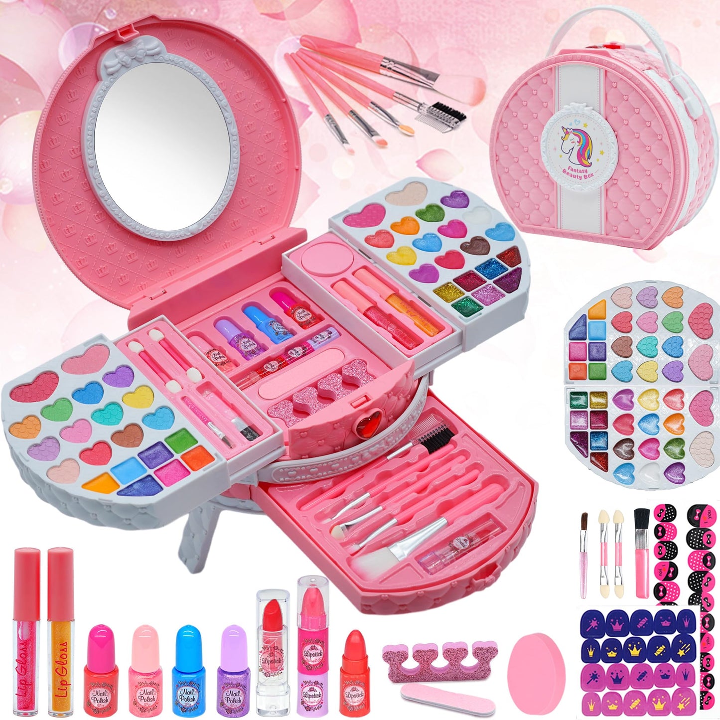 Kids Makeup Kit for Girl - Washable Little Girls Makeup Toy, Girls Makeup Kit for Kids, Kid Make up Set for Toddlers Children Pr