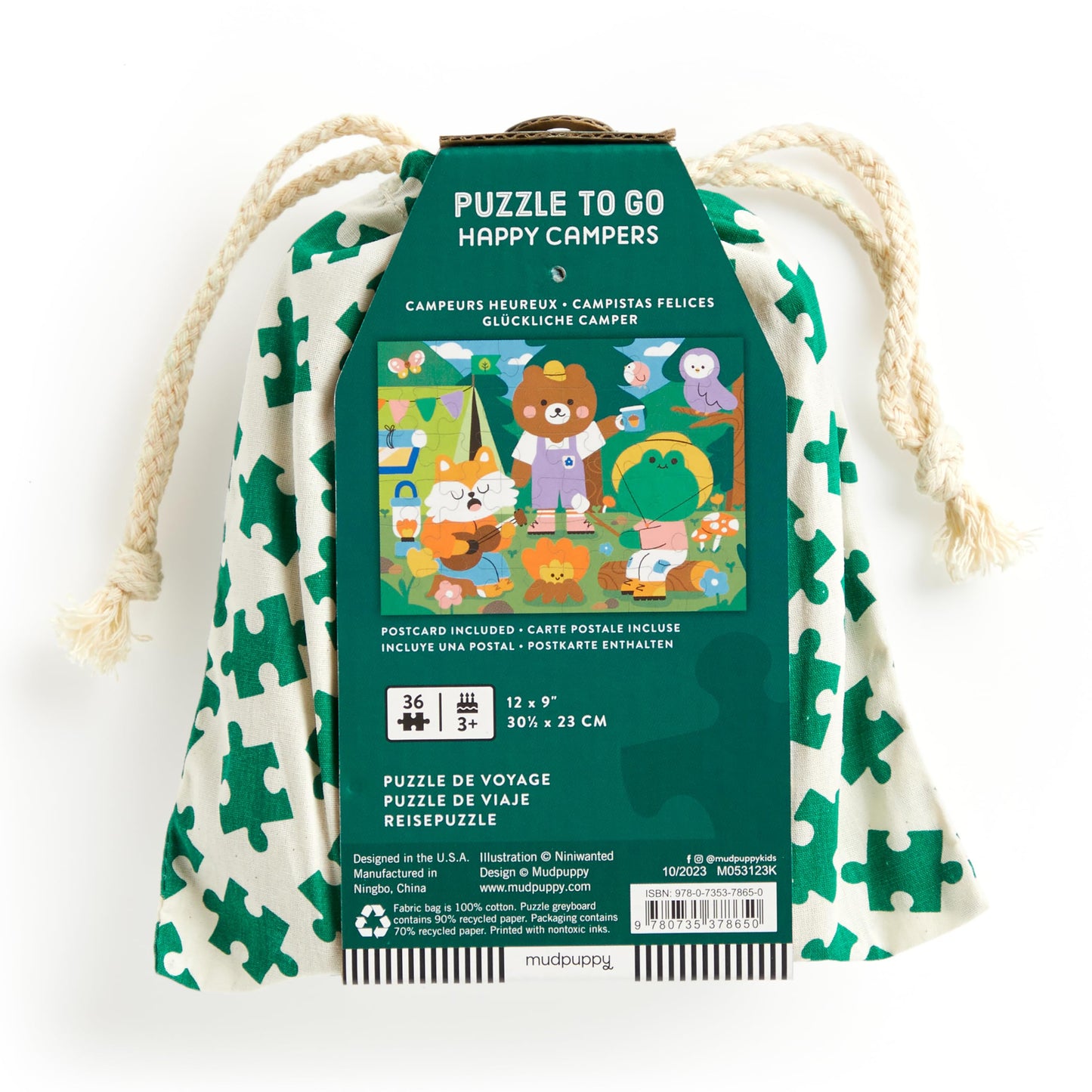 Mudpuppy Happy Campers - 36 Piece Puzzle To Go Featuring Adorable Campfire Trio Perfect Summer Travel Activity For Children Ages