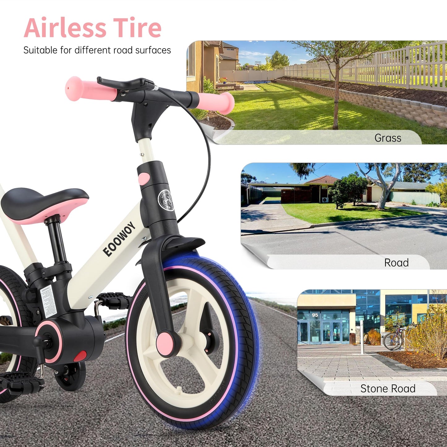 Eoowoy Balance Bike With Push Handle For Kids 18-60 Months, 6 In 1 Foldable Push Bike With Training Wheels & Pedals, Balance Bic