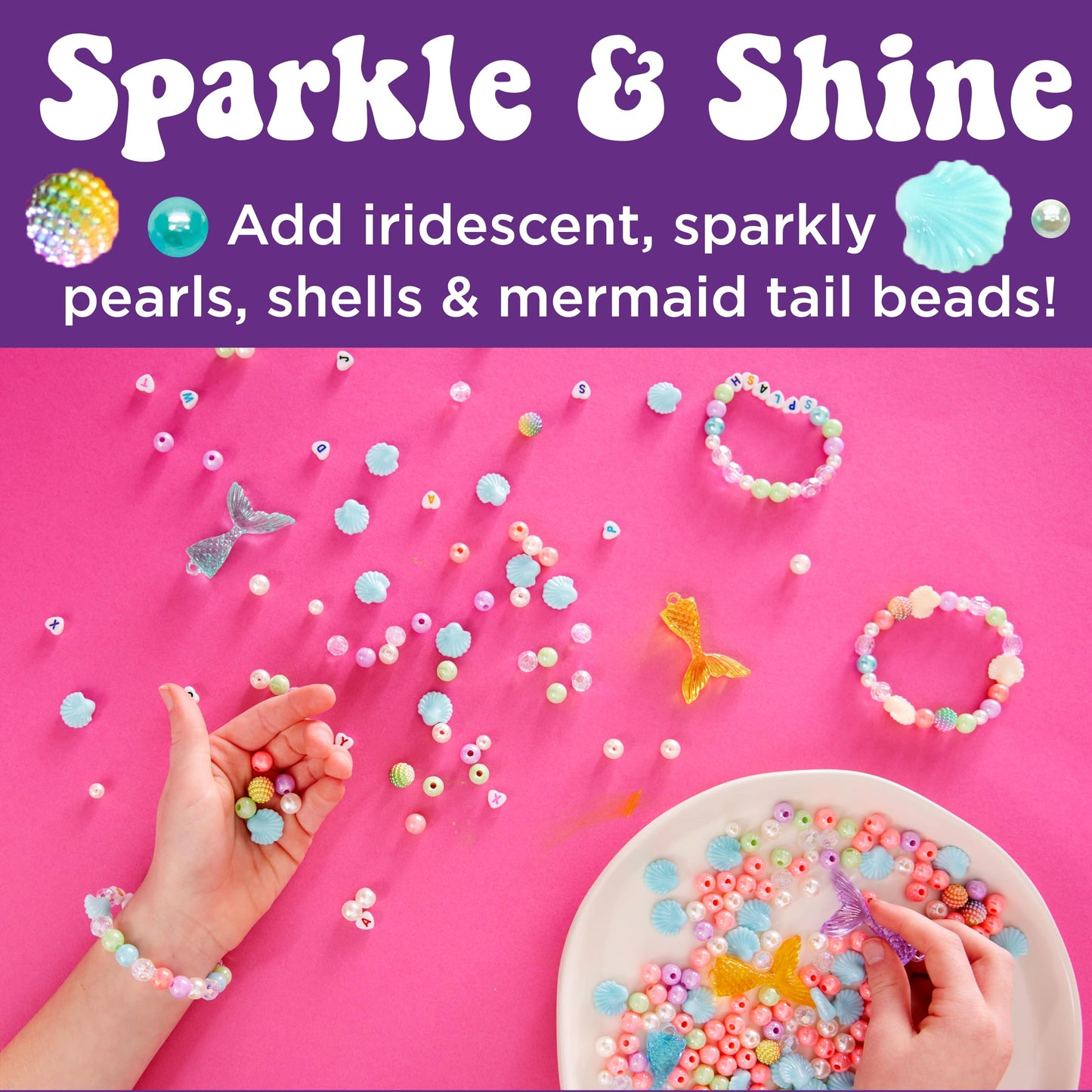 Creativity for Kids Mermaid Bead Jewelry Jar: Create 40+ Friendship Bracelets for Girls, DIY Girls Beads Jewelry Making Kit, Mer