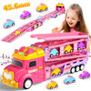 Hot Bee Toddler Toys for 2 3 4 5 Years Old Girls, 7-in-1 Foldable Ejection Trucks for Toddlers 2-4 Years, Toys for 4 Year Old Gi