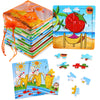 Sannix 12 Pack Wooden Jigsaw Puzzles For Toddlers 3 4 5 Years Old, Party Favors Animals Jigsaw For Kids, Transportation Educational Puzzles Travel Toy With 12 Organize Bags
