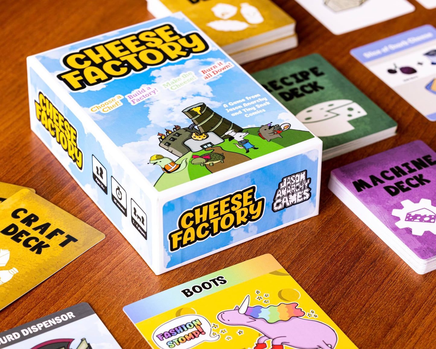 Cheese Factory Card Game - Tiny Snek Comics- 2 To 4 Players - Entry Level Engine Building Game - Silly, Casual Card Game
