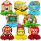 JULMELON 100th Day of School Decorations Honeycomb Centerpiece, 8 PCS Happy 100 Days Of School Centerpieces for Tables 100 Days 