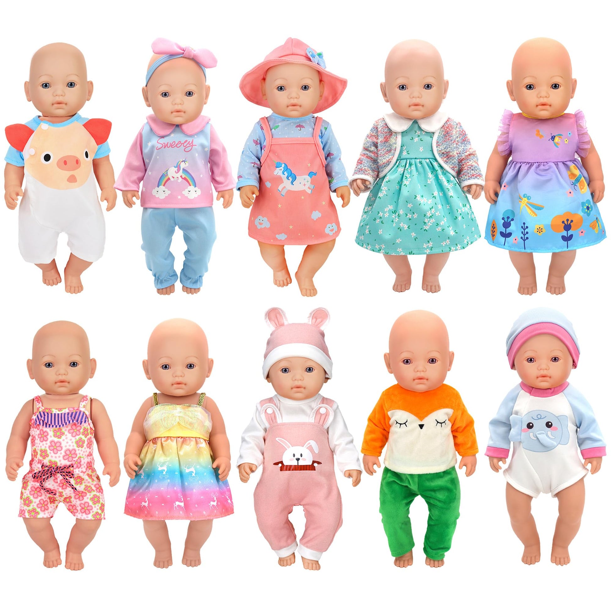 10 Sets Baby Doll Clothes And Accessories Fit For 14-16 Inch Baby Dolls,43 Cm New Born Baby Dolls,15 Inch Dolls,18 Inch Dolls (Doll Is Not Included)