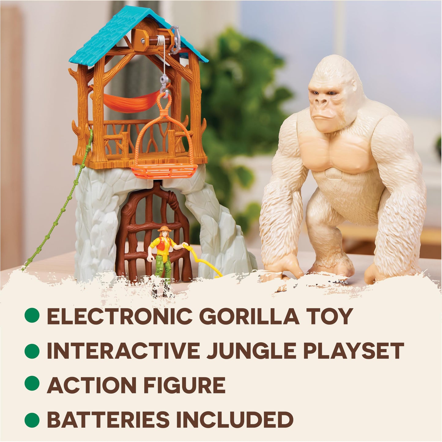 Terra by Battat Gorilla Expedition Playset – Electronic Jungle Toy for 3 Years + – Snowflake Model – Plastic Figurines