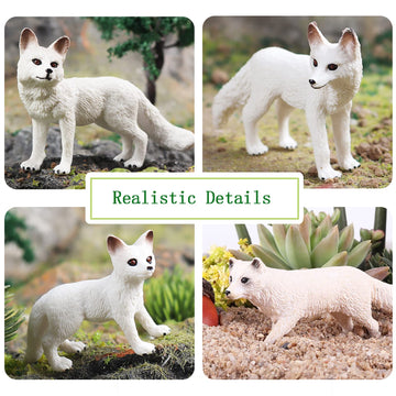 Rcomg 7Pcs Fox Toy Figures, Plastic Forest Animals Fox Figurines Set Include Arctic Fox & Red Foxes Toys, Cake Topper Party Favor Gift For Kids Children Toddlers