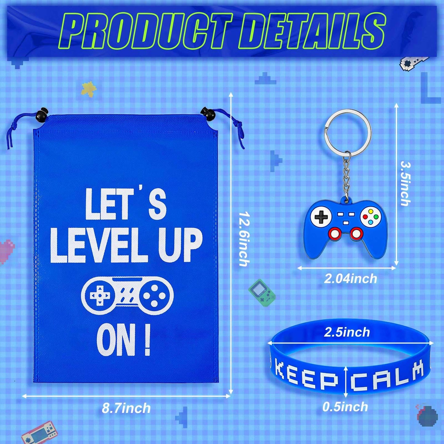 Shappy 36 Pieces Video Game Party Favors Includes Video Game Bracelets Wristbands Gaming Party Bags with Drawstring Game Control