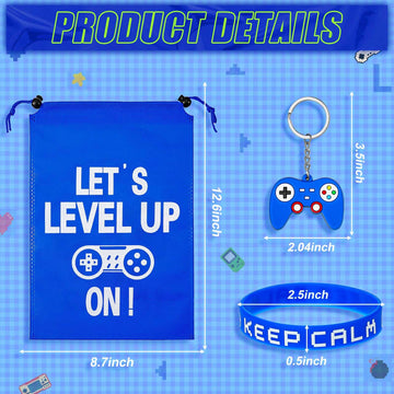 Shappy 36 Pieces Video Game Party Favors Includes Video Game Bracelets Wristbands Gaming Party Bags with Drawstring Game Control
