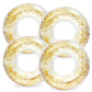 Whaline 4Pcs Inflatable Pool Floats Toys Clear Swim Tubes Rings Glitter Gold Pool Tube For Boys Girls Outdoor Summer Swimming Po