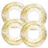 Whaline 4Pcs Inflatable Pool Floats Toys Clear Swim Tubes Rings Glitter Gold Pool Tube For Boys Girls Outdoor Summer Swimming Po