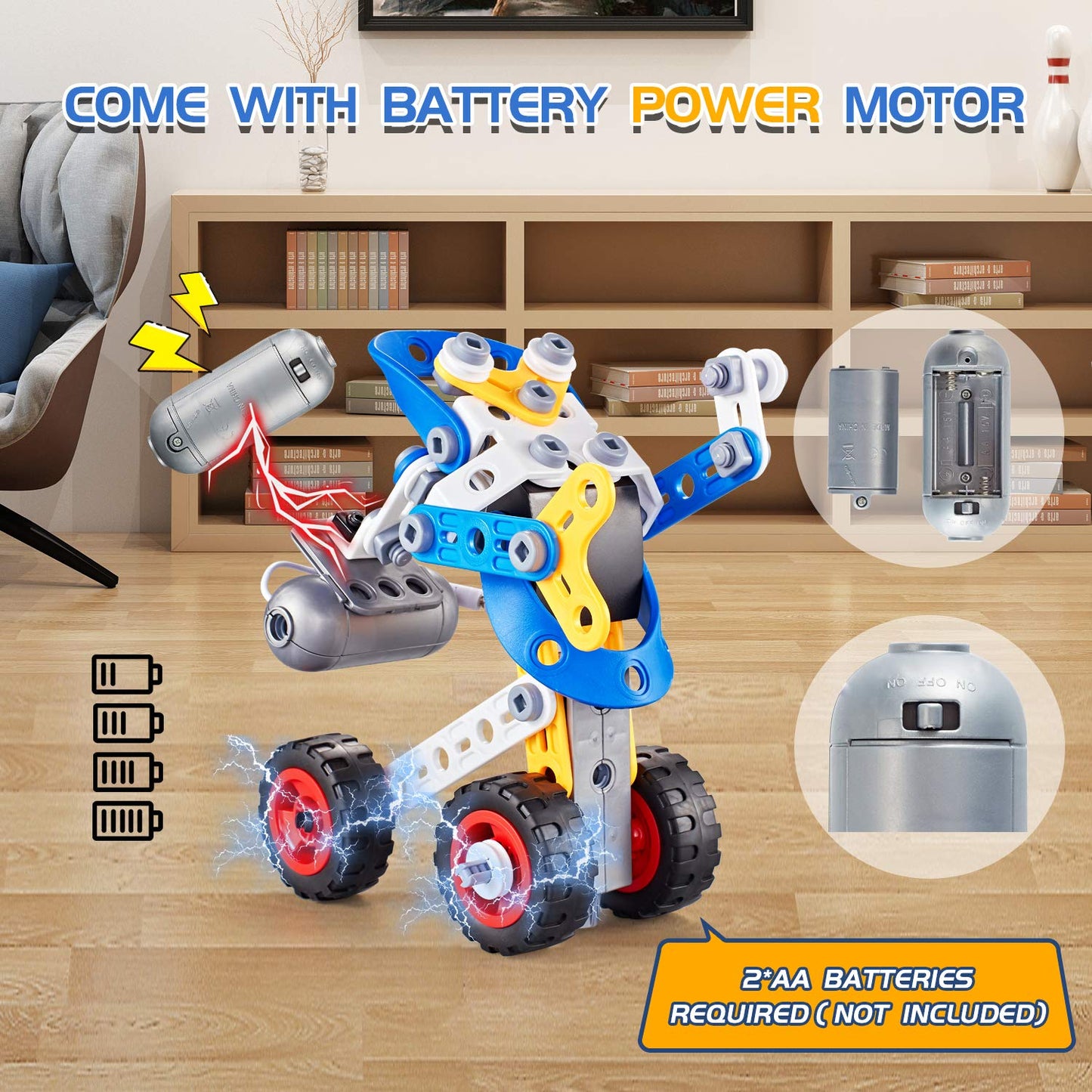 Erector Set For Boys 6-12, Building Toys For Kids Ages 4-8, 5 In 1 Stem Toys Ages 4-7 With Electric Power Motor, Construction To