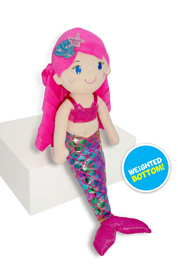 June Garden Plush Doll - 15.5" Sparkly Mermaid Larissa - Soft Polyester Stuffed Toy for Toddler Girls