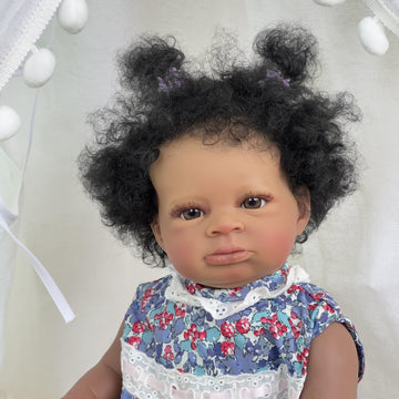 Reborn Baby Dolls Black Girl 20 Inch Soft Body Realistic-Newborn African American Real Life Baby Dolls Open Eyes Best Birthday G