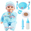 Toy Choi'S Interactive Baby Doll - 16 Inch Crying Talking Feeding Dolls With Different Sounds And Accessories, Pretend Play Preschool Toys For 2 3 4 5+ Year Old Girls Boys Gift, Blue