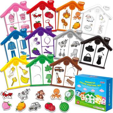 Torlam Magnetic Color Sorting Toys Alphabet Games Learning Abc Letter Recognition Color Shape Matching Fridge Magnets For Kids, Preschool Learning Activity Toddler Magnets For Refrigerator Whiteboard