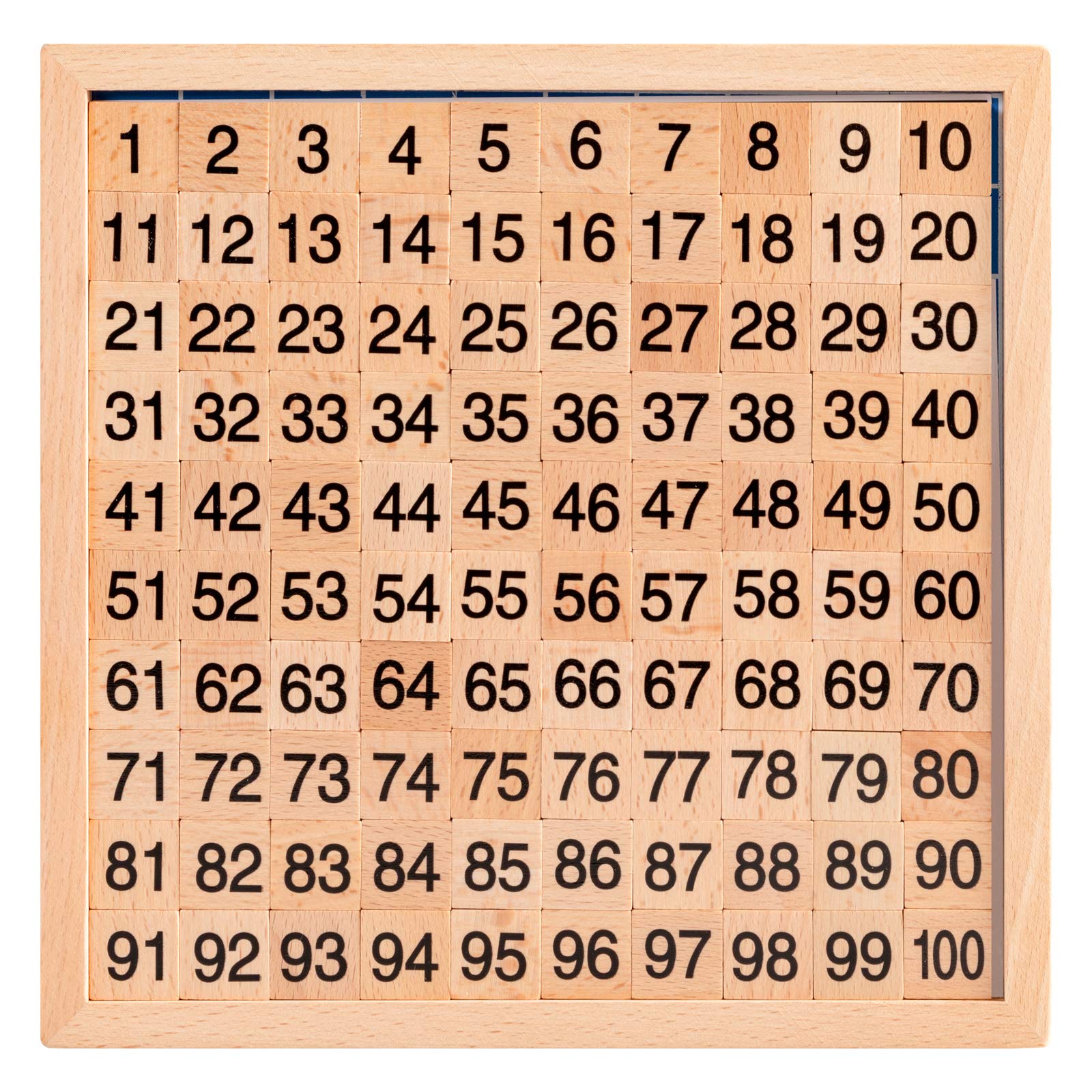 Merryheart Wooden Math Learning Board Toy, Montessori 1-100 Consecutive Numbers Wooden Hundred Digital Board, Educational Game F