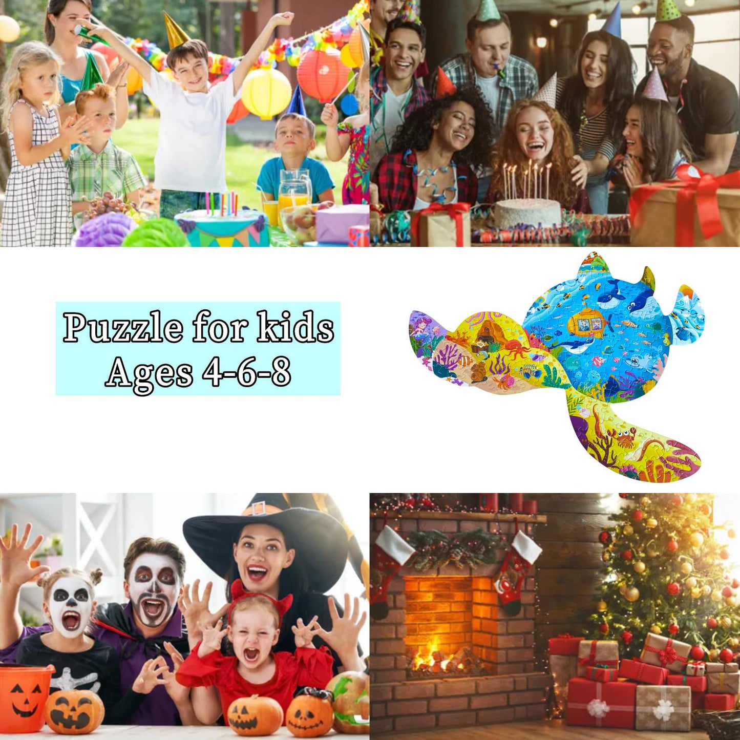 Puzzles For Kids Ages 4-6-8, 136 Piece Kid Puzzles Turtle Animal Shape Jigsaw Puzzles Learning Educational Toys Birthday Gifts For Boys Girls Ages 4 5 6 7 8 9 10(Turtles)