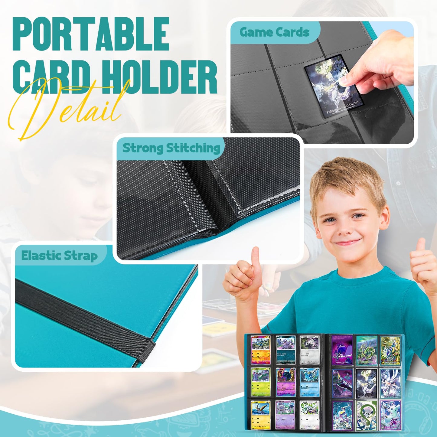 Card Binder 9-Pockets Trading Card Binder 20 Pages  360 Card Capacity Collection Binder  Card Folder for MTG  TCG  Game Cards & Sports Cards (Lake Blue)