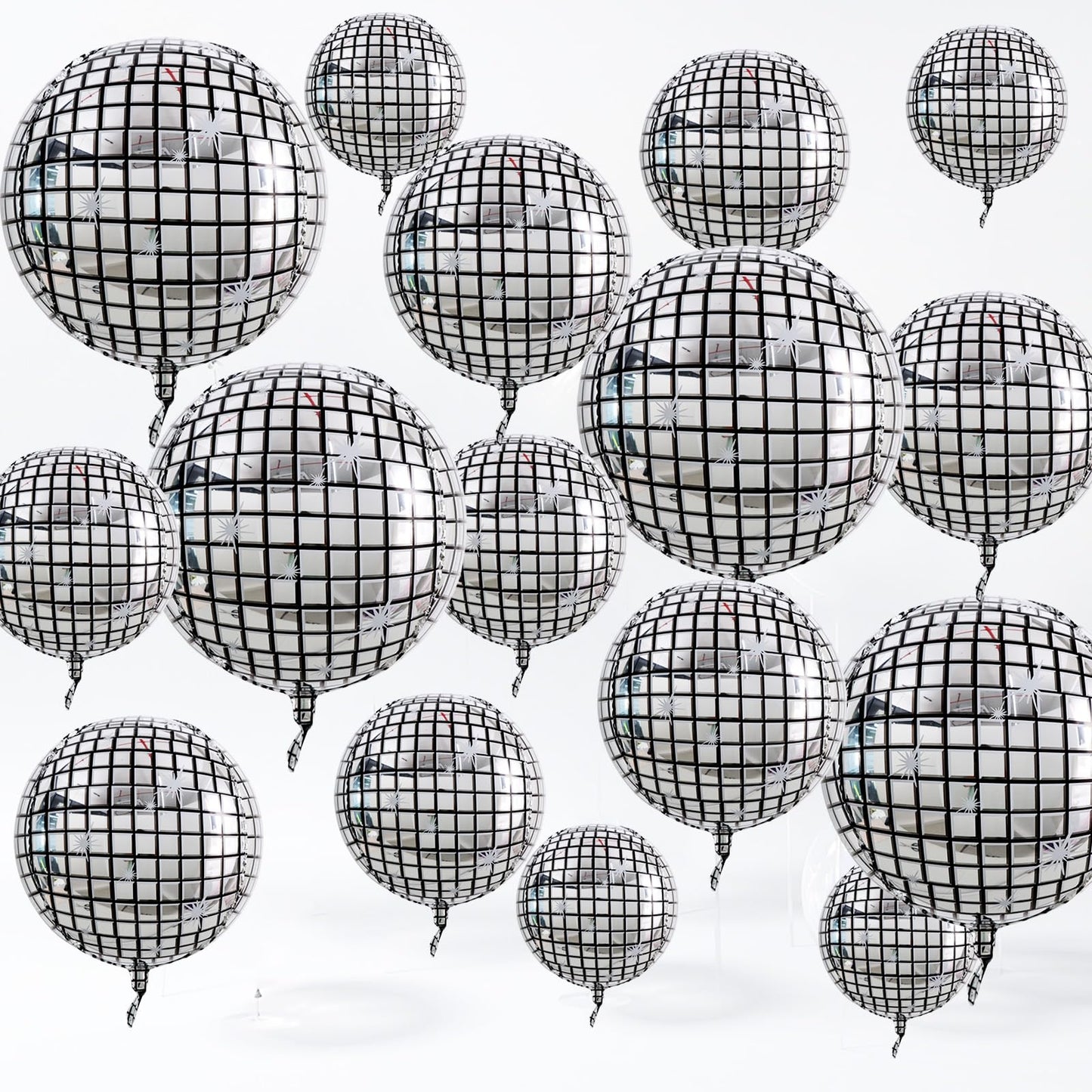 TONIFUL 16Pcs Large Disco 4D Giant Round Foil Balloon 4D Mirror Metallic Mylar Sephere Balloons for Christmas New Year Birthday 