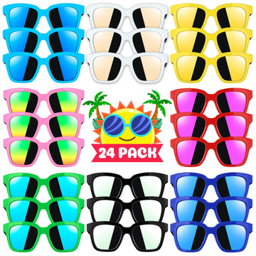Smallzi Kids Sunglasses Bulk, Kids Sunglasses Party Favor, 24 Pack Neon Sunglasses For Kids Bulk With Uv400 Protection, Kids Sunglasses Boys Girls 3-8, Kids Summer Pool Beach Birthday Party Favors