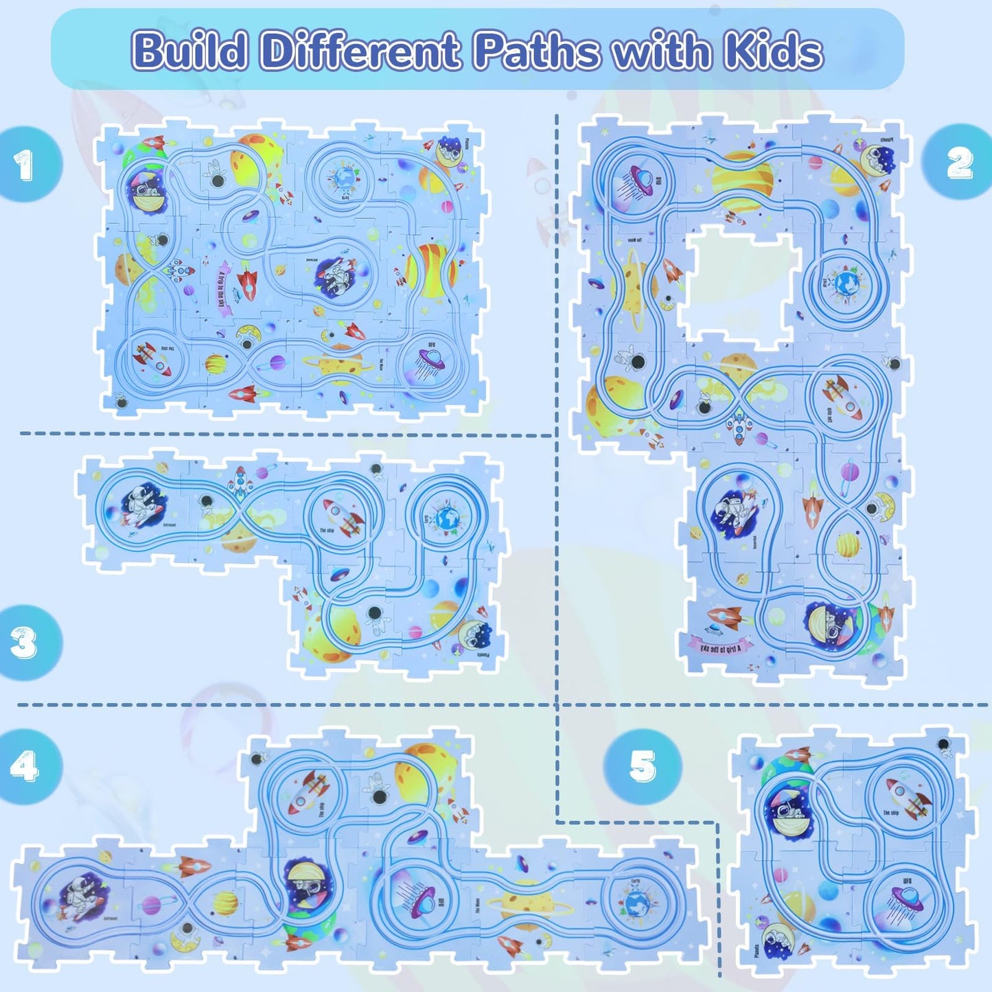 Xazastov Plastic Floor Puzzles For Kids With Airplane Toy Car, Puzzle Track Car Play Set, Educational Toys For 2 3 4 5 6 Year Ol