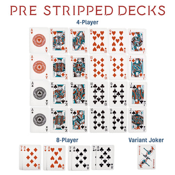 Brybelly Euchre Card Game - 2 Specialty Decks Pre-Stripped To 33 Cards For Classic American Euchre Or 32 Card 6-Player Variant -