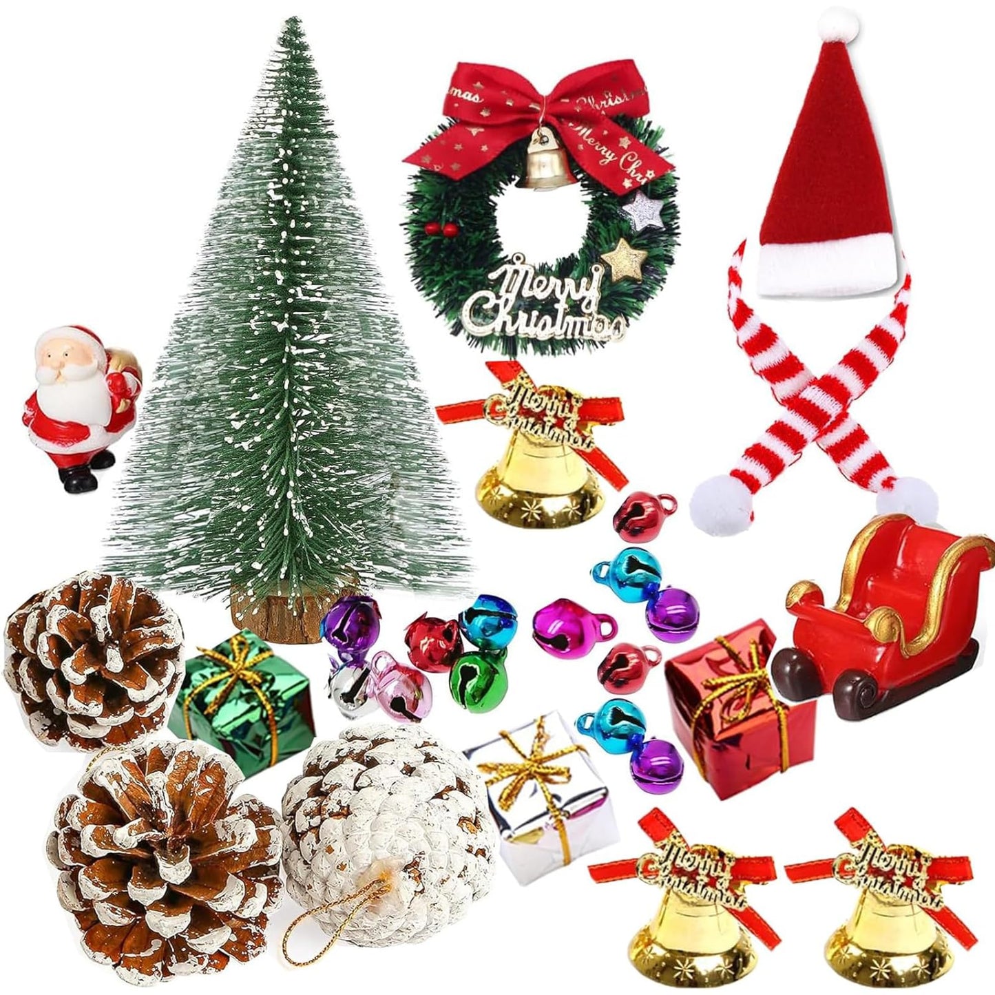 Shonchii 27pcs Doll House Christmas Decoration, Miniature Christmas 1:12 Miniature Dollhouse Accessories Set, 5.9'' Mini Christm