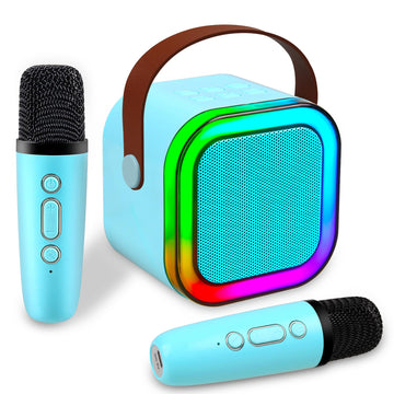 Mini Karaoke Machine, Portable Bluetooth Speaker With 2 Wireless Microphone, Toys For 3-12 Years Old Boys Gifts, Kids Karaoke Mi