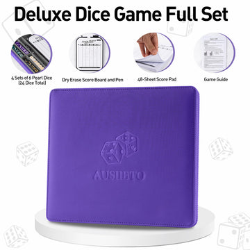 Ausiibto Classic Dice Game Sets - Dry Erase Score Board, Pearl Dice, Score Sheet Pads, Pen, Easy To Follow Printed Rules For Adu