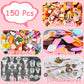 150Pcs Miniature Food Drinks Bottles Dollhouse Accessories 1:12 Mini Stuff Things Toy Set Dollhouse Pretend Kitchen Play Game Ti