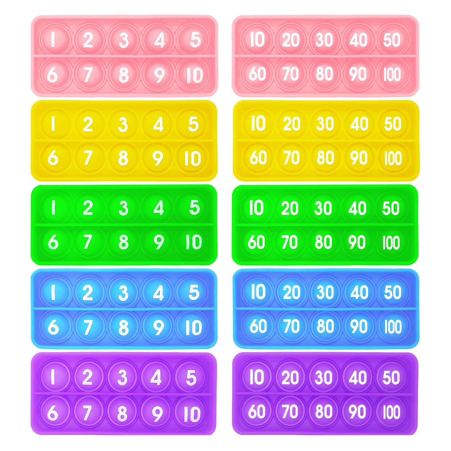 Anemeeoke Ten Hundred Frame Popper, Math Fidget Sensory Toys, Ten-Frame Counting Toy, Educational Toy for Kids Classroom Group L