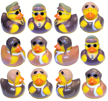 Cool Rubber Ducks (2') Standard Size. (12 Pack) Cute Duck Bath Tub Pool Toys. (Aviator Rubber Ducks)