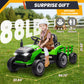 24V 7Ah Ride On Tractor W/Tiltable & Detachable Trailer, Anrli Kids Electric Vehicles Tractor W/400W Motors, Adjustable Seat, Re
