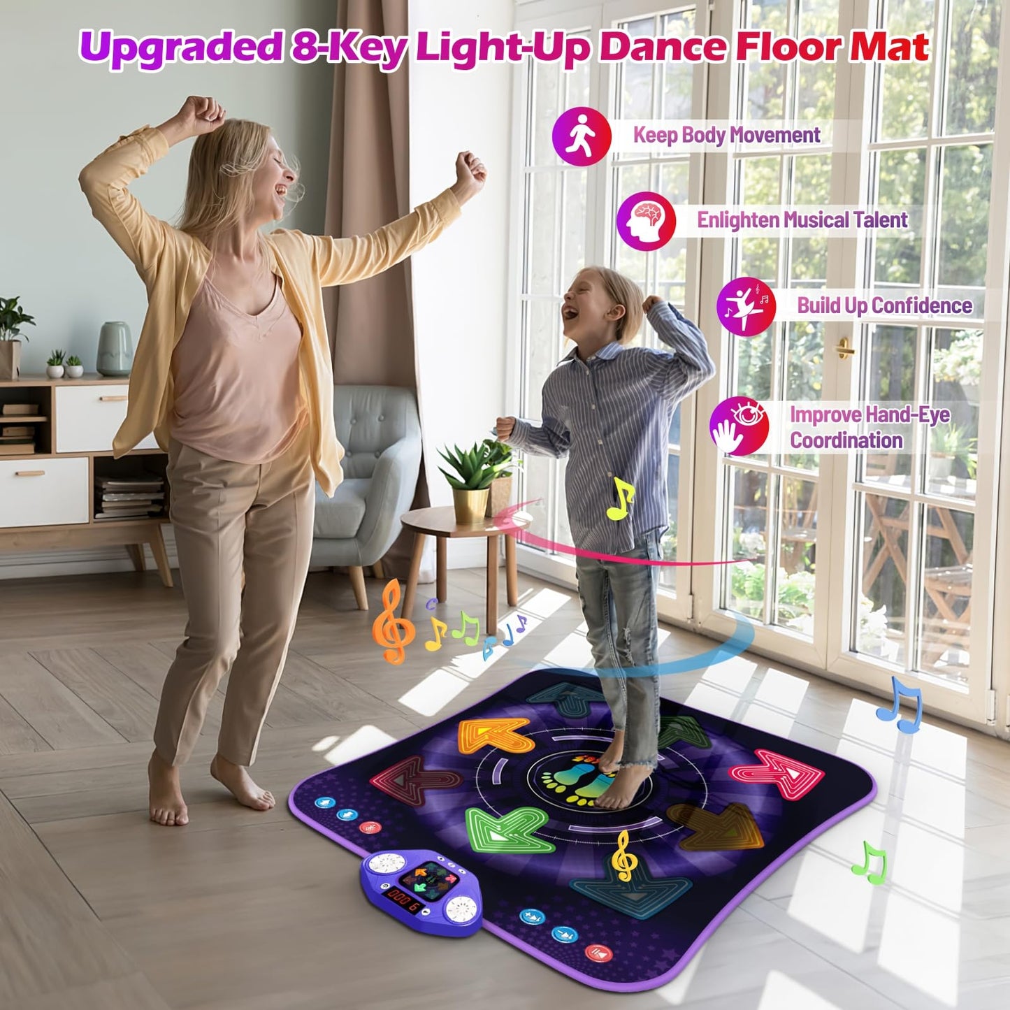 Dance Mat For 3-12 Year Old Girls & Boys - Birthday Gifts For 4 5 6 7 8 Year Old Girl - Girl Toys For Ages 4-5 6-7 - Electronic