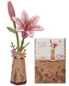 Wowood 3D Flower Wooden Puzzles For Adults-Pink Lily, Diy Wooden Flowers Model Kit Building Set Crafts For Adults To Build, Bota
