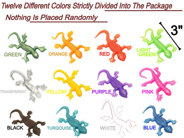 Upbrands 72 Super Stretchy Lizards Toys 3 Inches Bulk Set, 12 Colors, Kit For Birthday Party Favors For Kids, Goodie Bags, Easter Egg Basket Stuffers, Pinata Filler, Small Students Rewards