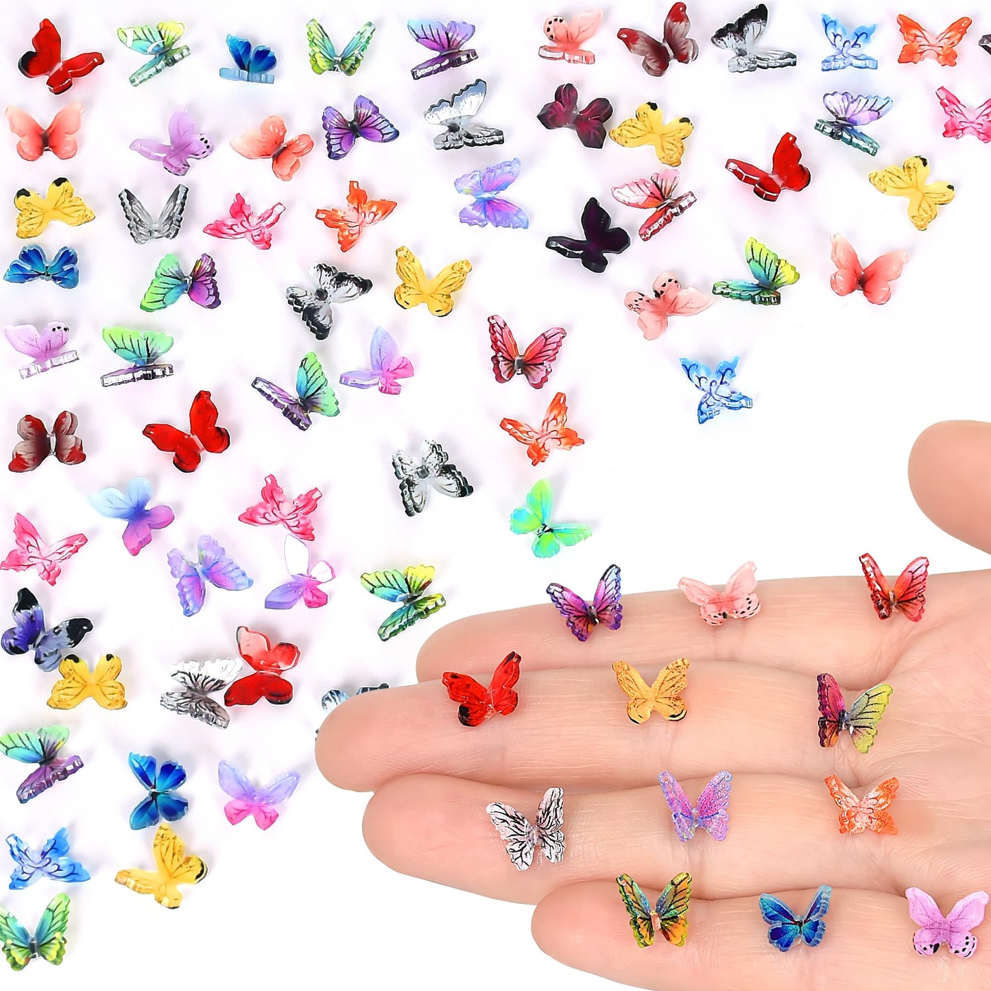 Yuronam 70 Pcs Mini Butterflies Tiny Resin Butterflies Miniature Ornaments For Fairy Garden Dollhouse Micro Landscape Decoration