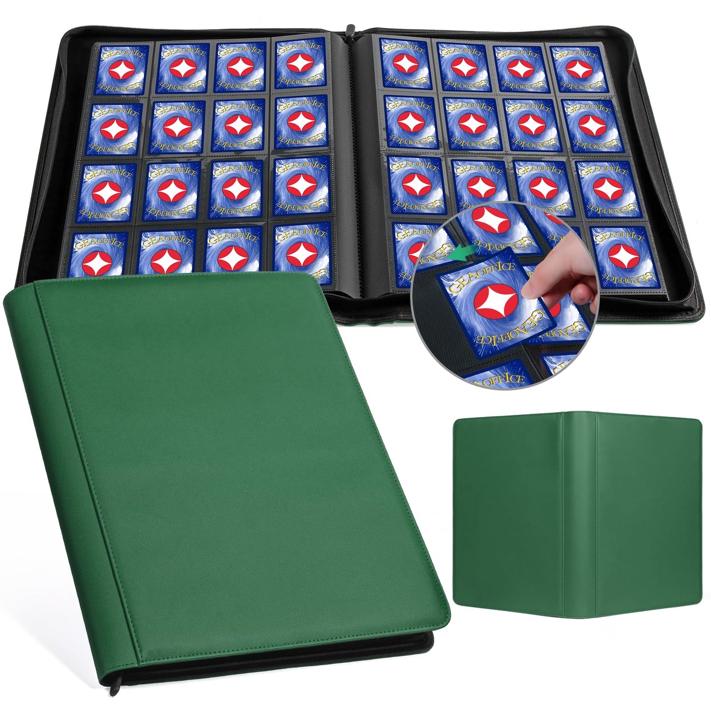 GEAoffice 16 Pocket Card Binder for Trading Cards, Green, 1024 Capacity – Toytooth