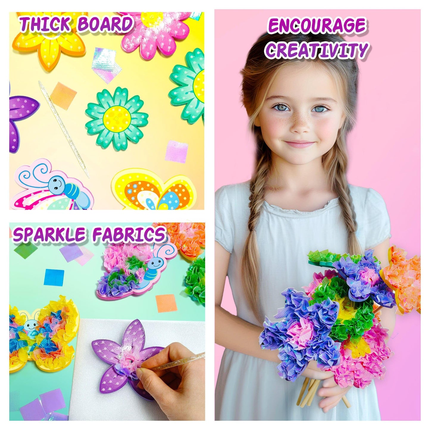AGENTLAN Art & Craft Activity, Poke Fun Flower Bouquet Craft Kit, Fun & Easy Art Kits for Kids, DIY Garden Kids Activities, Gift