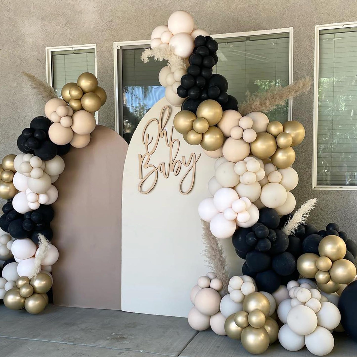 170Pcs Black Gold Grey White Balloons Arch Garland Kit For Men Birthday Wedding Bridal Shower Graduation Anniversary New Year Pa