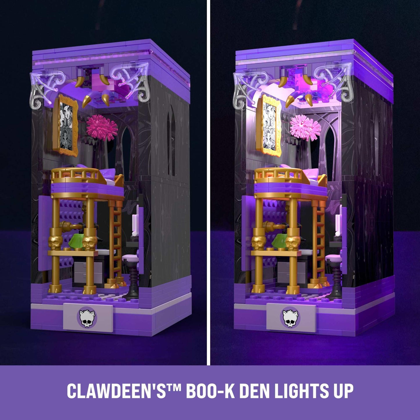 Mega Monster High Action Figure Building Set - Clawdeen's Boo-k Den, 299 Pieces, Multicolor, Model HXM32, Unique Size